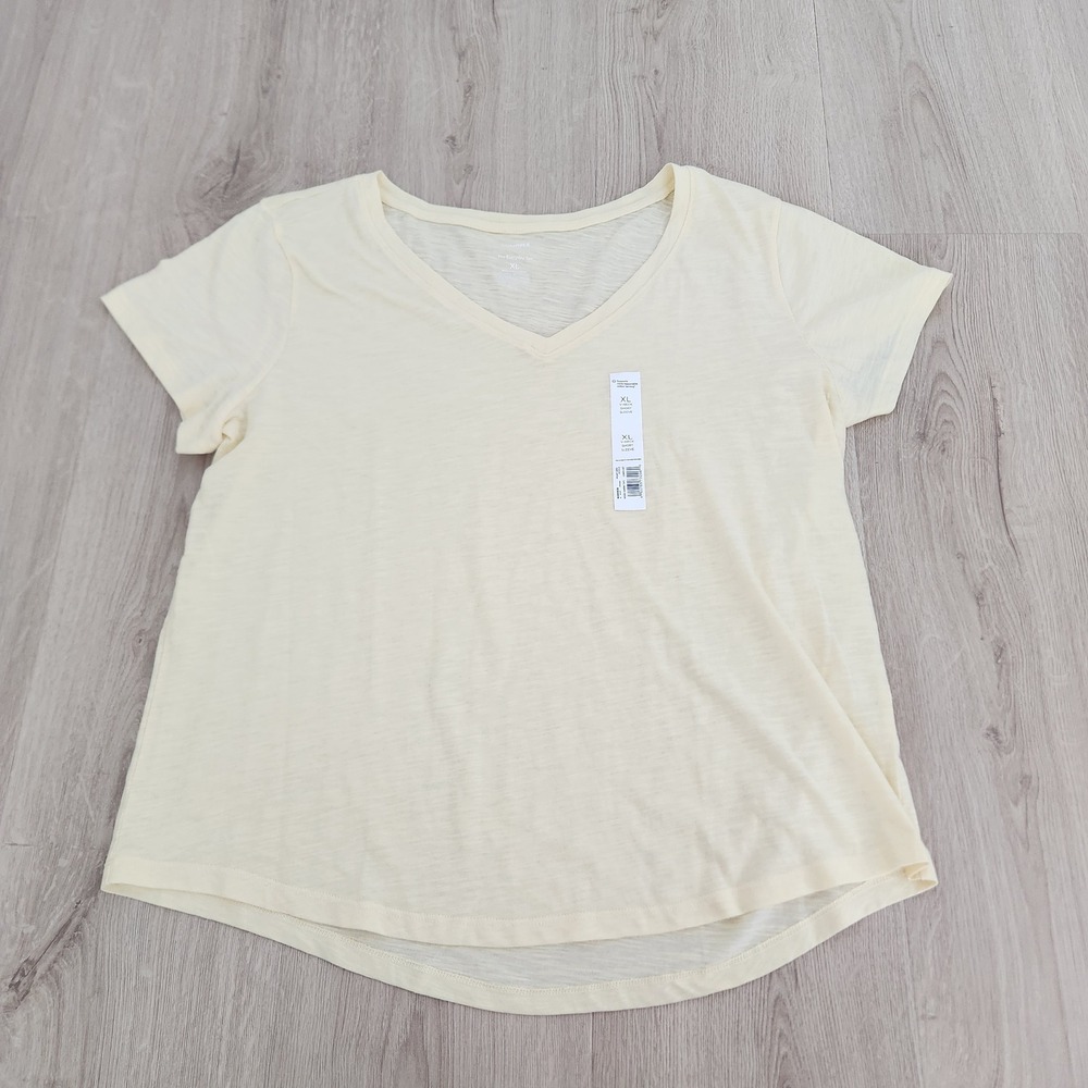 Sonoma Goods For Life Everyday Tee Lemon Mist Yellow V-Neck T-Shirt‎ XL NEW